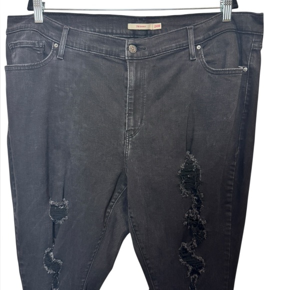 Levi's 711 Skinny Distressed Jeans Black - Picture 3 of 11